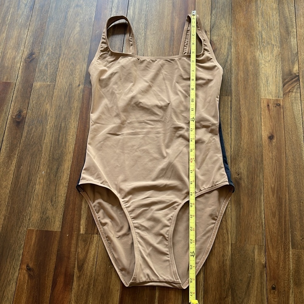WARDROBE.NYC Striped OnePiece Swimsuit Khaki and Black Designer Swimwear - Picture 5 of 10